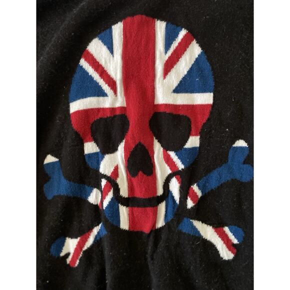 TORRID Black Sweater w Skull in Britain Flag Size 3 Long sleeve 100% Cotton - Picture 4 of 6